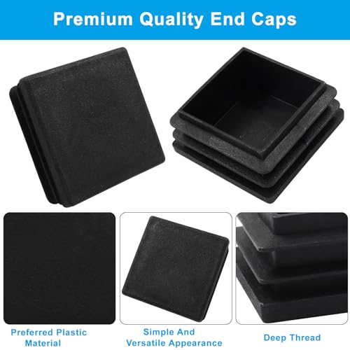 Image of Hitefu 1-1 /2 inch Square End Caps, 30PCS | Plastic Plugs Insert, Tube End Caps, For Square Tubing Post, Chair Legs, Fence, Square Plug Protector