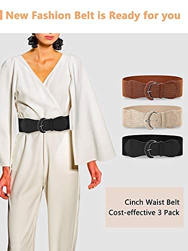 Amazon.com: SATINIOR 3 Pieces Women Wide Elastic Belt for  display picture 1