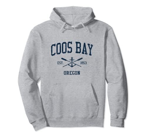 Coos Bay OR Vintage Navy Crossed Rampes & Bateau Ancre Sweat à Capuche