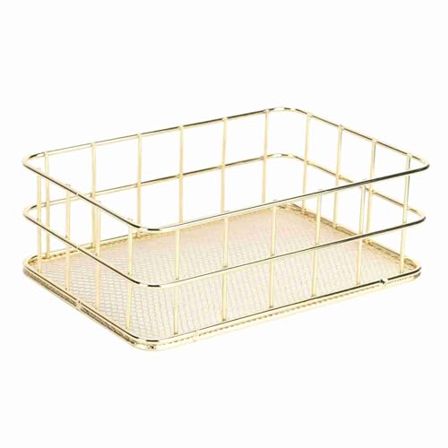 Horoper Gold Wire Mesh Basket, Gold Iron Storage Basket Tray Desktop Storage Baskets, Golds Organizer Wire Storage Basket Wires Mesh Tray for Storage and Organizing