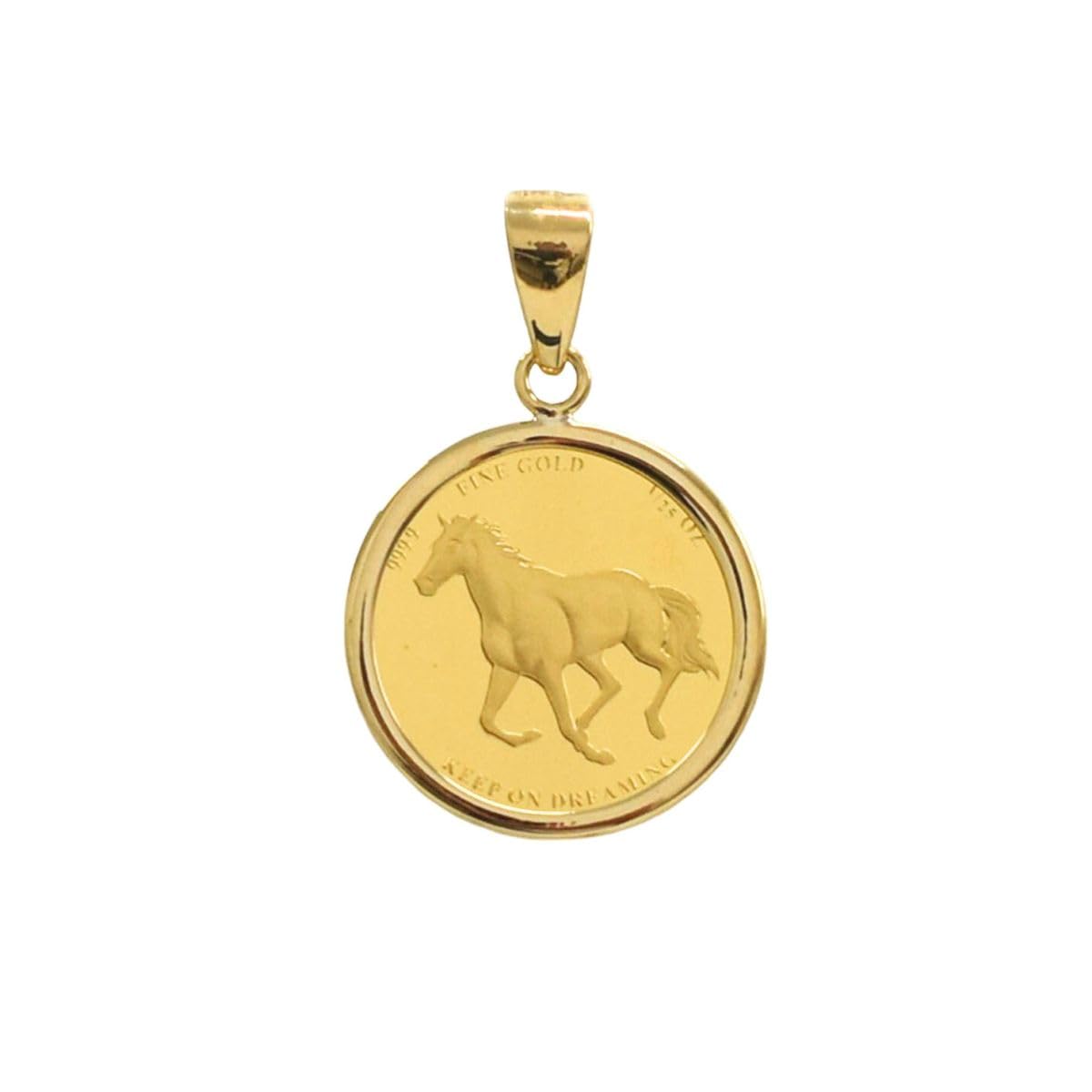 Amazon.co.jp: 純金コイン 純金 コイン 金 24金 18金 金貨 スイスPAMP社発行金貨 ホースコイン 1/25オンス 枠K18付  コインペンダント イエローゴールド 馬蹄 クリスマス 誕生日 プレゼント : ファッション
