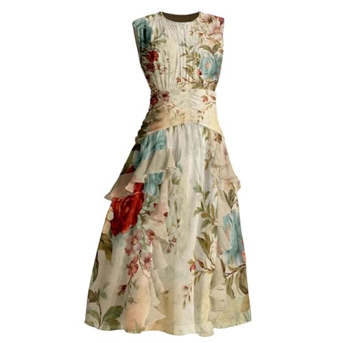 Robe d'invitée de mariage asymétrique : le confort fluide d'une robe longue fleurie verte XL