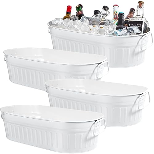 Lallisa Galvanized Ice Buckets and Beverage Tubs (4 Pack)