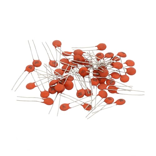 PATIKIL 1nf 50V Ceramic Disc Capacitor, 50 Pcs Ceramic Chip Capacitor Assortment Kit for Power Circuits Industrial Equipment,Brown Red
