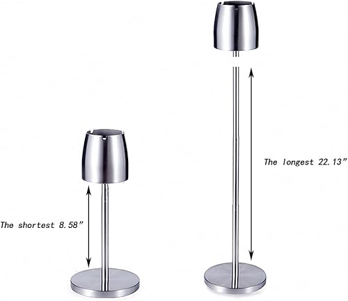 Miniatura 2 de Ceniceros de acero inoxidable con tapa, ceniceros ajustables para el suelo, para interiores y exteriores, resistentes al viento, a prueba de lluvia,