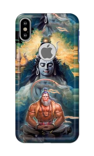Image of PRINTFIDAA Printed Hard Back Cover Case for Apple iPhone X | iPhone 10 | iPhone Xs | iPhone 10s Logo View Back Cover (Lord Shiva and Hanuma) -112