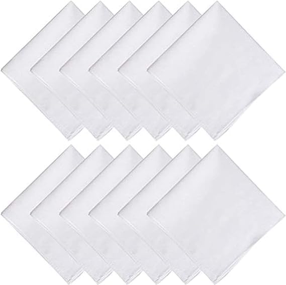 Double Layered Cotton Handkerchief For Women, Girls, Kids/Pure Cotton Face Towel, Solid Colour Hanky (White) (43x43 cm)-image-46