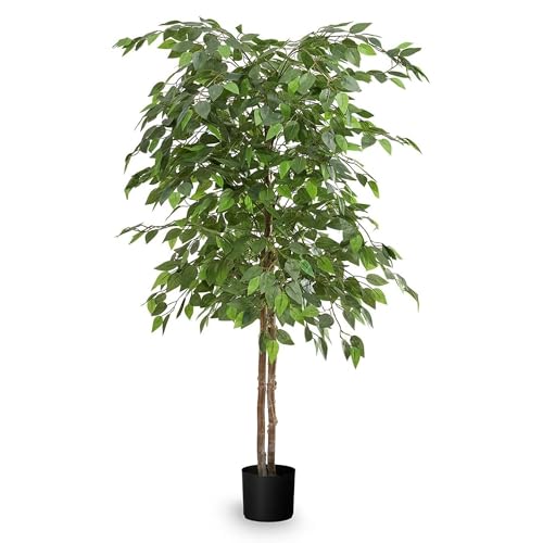 Maia Shop Plantas Artificiales Decorativas - Ficus Artificial 150 cm con Tronco Natural, Planta Artificial Grande, Decoración Hogar, Arbol Artificial