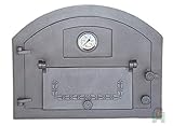 Sellon24 Puerta de horno de hierro fundido para pizza, puerta de horno de piedra, horno de pizza con termómetro (H2203)