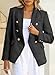 Happy Sailed Womens Blazer Jackets Fashion Double Breasted Lapel Collar Business Casual Tweed Blazers with Pockets Long Sleeve Open Front Office Professional Blazer Work Suits 2025 Black XL