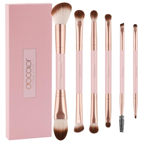 docolor 6Pcs Double Ended Eyeshadow Brush Set Travel Kit