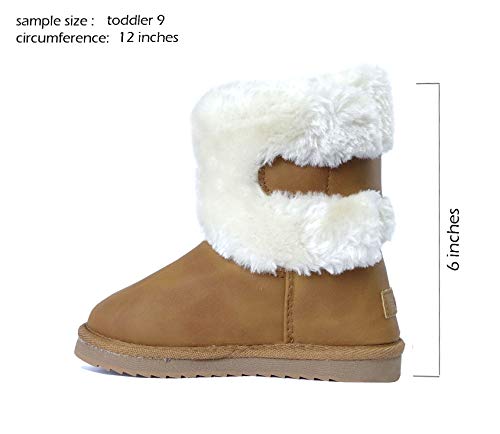 Image of REDVOLUTION Kids Boots Toddler Girls Cute 2 Buttons || Rhinestone Faux Fur Suede Knitting Shoe