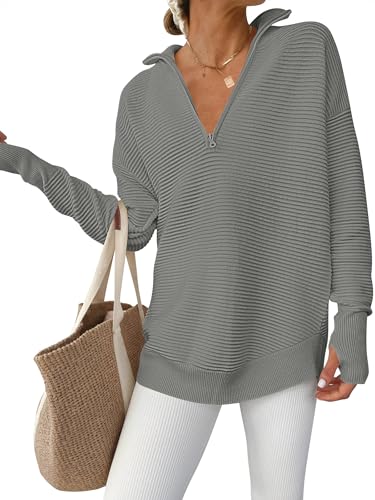 ANRABESS Womens Long Sleeve Quarter Zip Pullover...