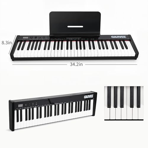 Image of 61 Key Keyboard Piano for Beginners with Stand, Headphones, Sheet Music Stand, 300 Sounds, 300 Rhythms, Educational Electronic Piano Kit for Kids & Adults, Includes Music Lessons