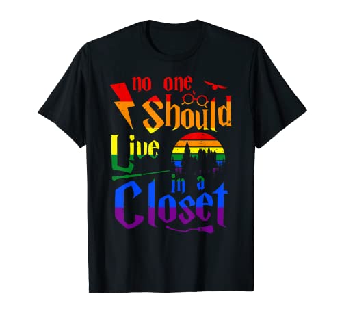 LGBT Gay Pride Rainbow No One Should Live In A Closet Tshirt T-Shirt