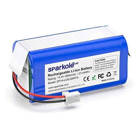 SPARKOLE Replacement RVBAT850 Battery for Shark Ion R75, R85, RV850, RV850C, AV751, AV752, AV753, RV761, RV871, RV912S, RV720_N, RV700_N, RV1001AE, RV850WV Vacuum Cleaners, 2600mAh, 14.4v Li-ion Cover
