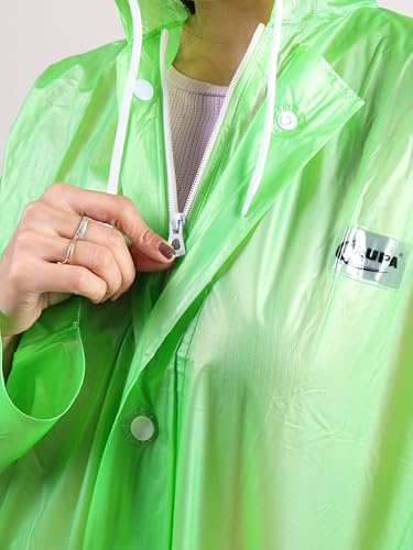 Image of Rupa Rainsuit Women Waterproof PVC Raincoat with Hood & Carry Bag | Lightweight Rainwear for Women with Front Zip | Solid Color | Standard Length | Pack of 1