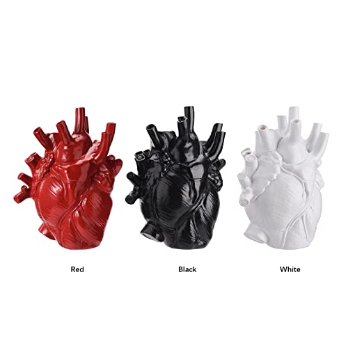 Btpouy Red Anatomical Heart Vase Resin Flower Pot Desktop Ornament Heart Shaped Vases For Flowers Heart Sculptures Home Decor, 4.3X6 Inch #TOP7