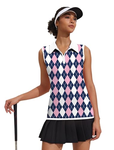 Image of COOrun Women's Golf Polo T Shirts Lightweight Moisture Wicking Sleeveless Shirt Quick Dry Zipper Tank Top