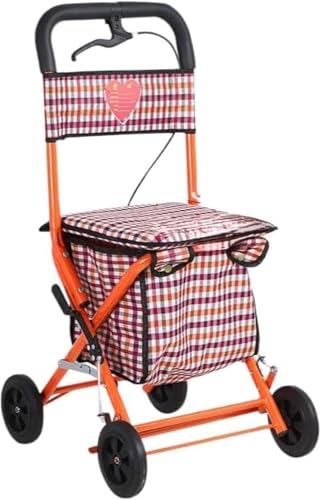 Vilom シルバーベビーカー 高齢者用 四輪歩行器|軽量・折りたたみ式・組み立て不要|座面付きで休憩可能|スリーインワン機能搭載|高さ調節&強化フレーム|ダブルブレーキ&ケーブルブレーキ設計|介護・通院・買い物に最適 (上の階にくモ)