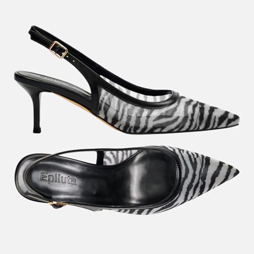 Image of Mesh Kitten Heels for Women Slingback Design with Pointed Toe Breathable and Stylish Elegant Low Heel for Comfort