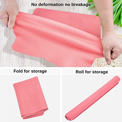 Extra Large Silicone Table Mat, Silicone Mat For Crafts Kids Dinner Placemat Desk Countertop Protector Heat Resistant Baking Mat Reusable Dough Rolling Pad Fondant Mat, Pink (23.62X15.75 Inches) #TOP4
