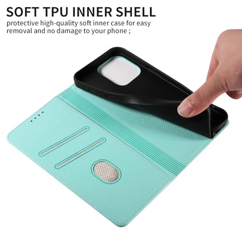 MOJIA Mint Green PU Leather Wallet Case Flip Phone Cover, Card Holder for Honor 200 Pro - Image 2