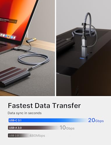 JSAUX USB C/A a Micro B Cable 0.5m, 20Gbps Tipo C/3.0 a Micro B Trenzado de Nailon Cable de Disco Duro Externo Compatible con Seagate WD Toshiba Canvio Westgate, MacBook, iPad, cámara, iPhone 15 Pro - imagen 4