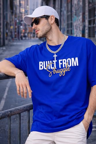 Image of London Hills Printed Cotton Blend Half Sleeve Oversized Men Round Neck Tshirts | T Shirt for Man | Tshirt | Shirts Men | Tshirt for Man | T-Shirt | Pack of 2