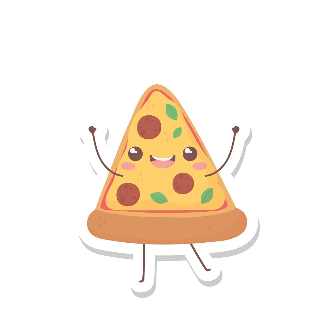 woopme Pizza Laptop Stickers for Kids Girls Boys Developers Programmers Vinyl Printed All Laptops Bottles Cars Bikes Stickers (Multicoloured)