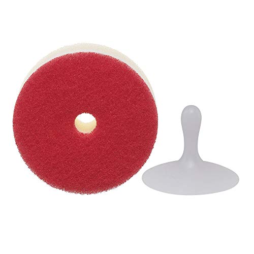 Image of Multi-Purpose 3-Layer Round Cleaning Sponge with Suction Holder, Made in Japan, Wine Red