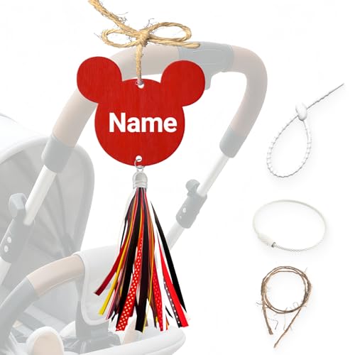 Stroller Identification Name Tag Pendant Wood Hanger with Custom Name Quickly Locate Your Stroller in Crowded Parks Airports