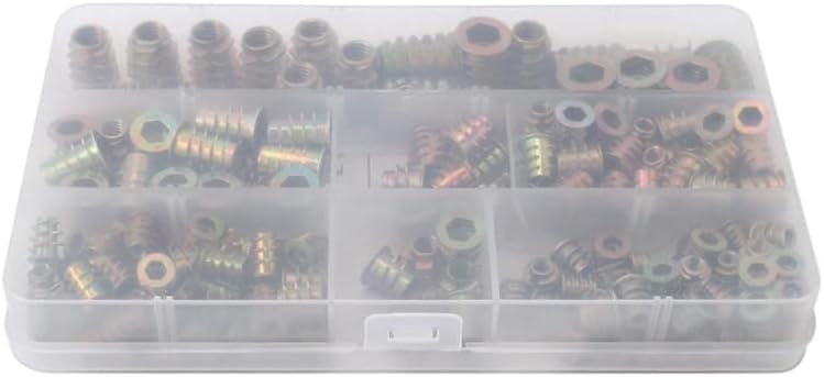 Threaded Inserts Nuts, Wood Insert Assortment Tool Kit, M4/M5/M6/M8 Furniture Screw Inserts Bolt Fastener(825 PCS) - (Color: Silver)