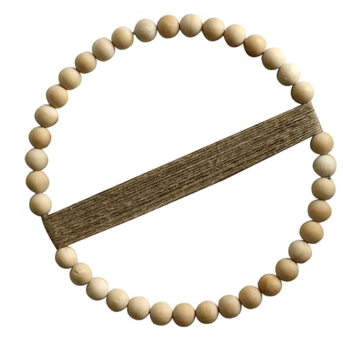 ユニークなラウンドフレームマクラメ壁掛け飾り手織りロープウッドビーズドライフラワーホルダースタイリッシュなインテリア用大型壁飾り