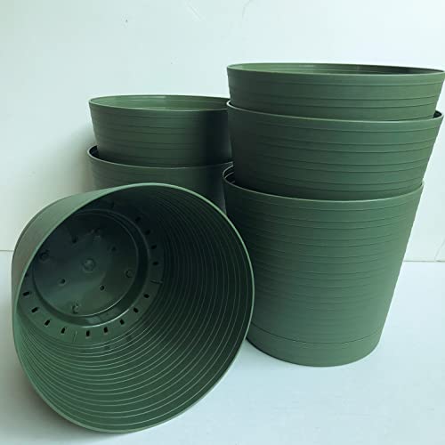 6 Plastic Flower Pots With Drainage Holes Gardening Pots Planters Accessories Planter For Outdoor Plant Pot Garden Décor Succulent Plant Pot Outdoor Patio Small Planters Indoor Plants Olive Green Bulk #TOP5