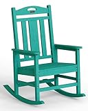 Ciokea Oversized Outdoor Rocking Chair, 380lbs Heavy-Duty Large Patio Rocker, Weather Resistant & Anti-Fade Porch Chair, High Back Cozy Rocking Chair for Outside, Fire Pit, Deck, Garden, Aruba Blue