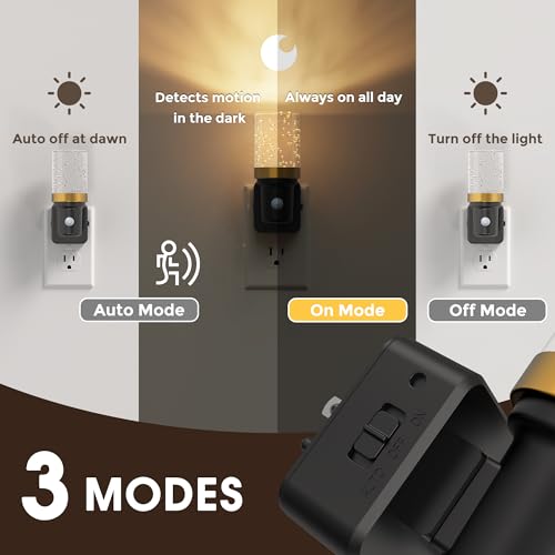 Image of L LOHAS LED Motion Sensor Night Light, Motion Activated Night Lights Plug into Wall, 0-100LM Dimmable Nightlight, 180Rotatable Plug in Night Light, 1W LED Bubble Nightlights for Bathroom Adults