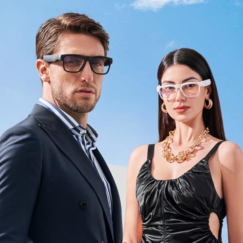 Image of OhO sunshine Smart Glasses,128G MP3 Bluetooth Sunglasses with Open Ear Speaker,AI Language Smart Glasses Translator Headset 166 Language Translation,Photochromic Lenses,