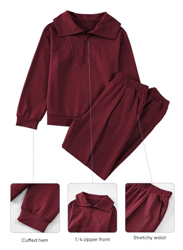 Image of blibean Girls Fall Sweatsuits Half-Zip Collared Sweatshirt & Jogger Pants Set School Tracksuit Size 6-15 Years
