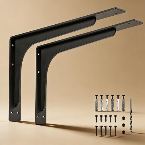 24 inch x14 inch Shelf Support Bracket Heavy Duty, L Shelf Brackets ,max Load 300lbs, , Metal Brackets for Shelves, Counter Bracket ,Corner Brace,Pack of 2. (24 "x 14.2 " Supporting Bar )