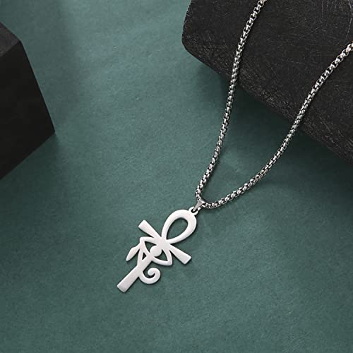 EUEAVAN Egyptian Cross Eye of Horus Pendant Necklace Key of Life Pendant Ankh Figaro Chain Ugarte Gold Religious Jewelry Stainless Steel3