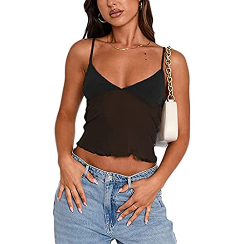 Women Y2k Backless Crop Top Spaghetti Strap Cami Tank Sexy