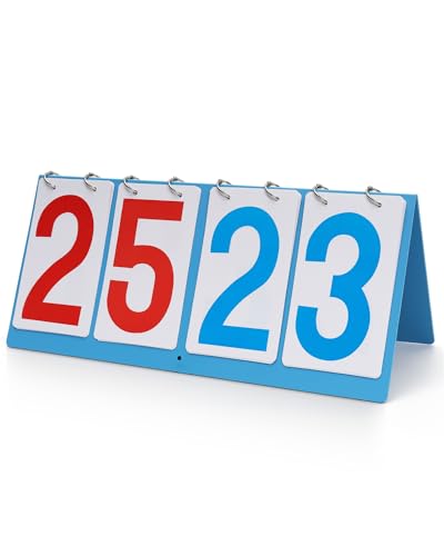 TTeebmi Scoreboard Score Keeper Flip Flipper, Waterproof Plastic Cards, Premium Manual Score Board for Cornhole, Basketball, Volleyball, Table Tennis and Multi-Sport Games