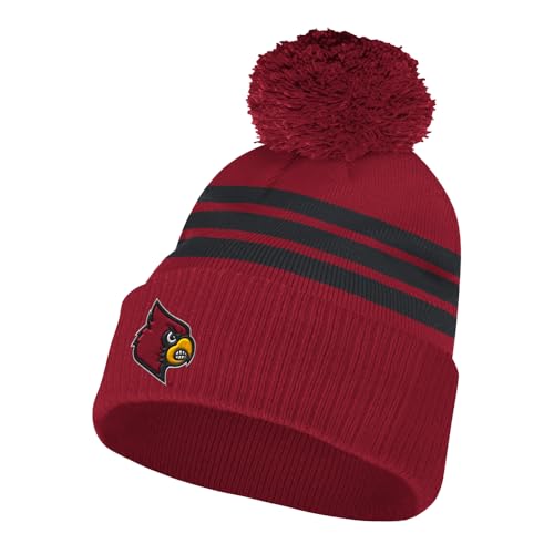 adidas Mens Louisville Cardinals 3-Stripes Cuff Pom Beanie Casual - Red - Size OSFM