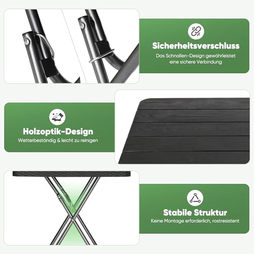 Sekey Balkonset 3 Teilig Klappbar, Balkonmöbel Set Kleiner Balkon 2 Personen, Balkon Möbel Set Rattan Wetterfest, Belastbarkeit Klappstuhl 200KG & Klapptisch 50KG
