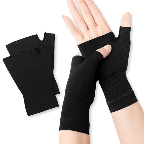 QUKU 1 Pair Arthritis pression Gloves pression Gloves,Typing and Daily Work, Pain Relief and Healing for Arthritis (Black, M)
