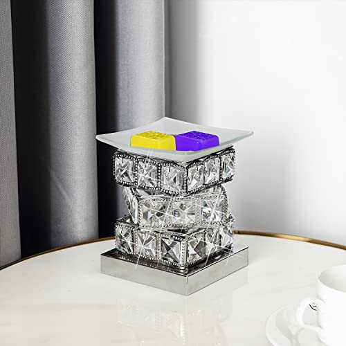 Mepllivs Crystal Wax Melt Warmer Electric Wax Burner Essential Oil Warmer Fragrance Night Light Lamp For Gifts & Decor, Home, Office, Spa,Bedroom (Silver) #TOP4