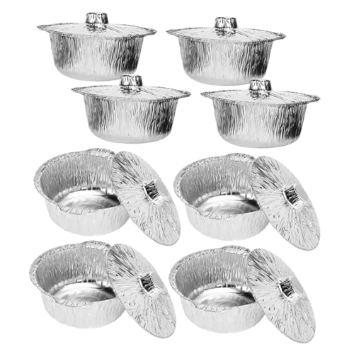 Yardwe 8 Piezas Pots de Aluminio con Tapa para Camping Recipientes Desechables para Cocción y Horneado Versátiles y Resistentes