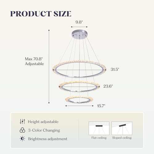 Rectangle LED Chandelier, 𝐋𝟑𝟗.𝟒" Modern Gold Chandelier Light fixture, Height Adjustable Oval chandeliers Contemporary Pendant Ceiling Light for Dining Room Living Room Kitchen Island Bar by 7PMBEANE - Image 6