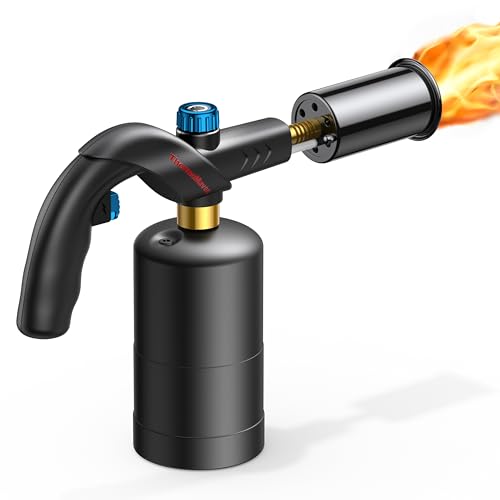 Image of ThermoMaven Powerful Propane Torch, Charcoal Torch Lighter, Sous Vide Cooking Torch, Culinary Kitchen Torch, Flamethrower Lighter, Blow Torch (Tank Not Included)-Black & Blue